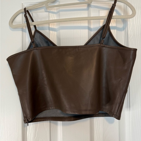 Brown Leather Cropped Tank‎ - Picture 2 of 4